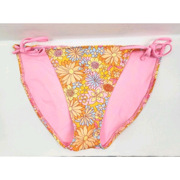 Women’s Wild Fable Side Tie Bikini Bottom Pink Floral Size L - Picture 2 of 5
